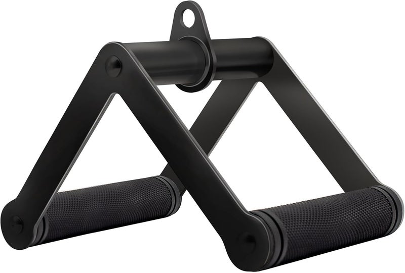 Howffite Double D Row Handle Cable Attachment for Weight Workout, Steel with Non-Slip Rubber Grip (Black) - Image 1